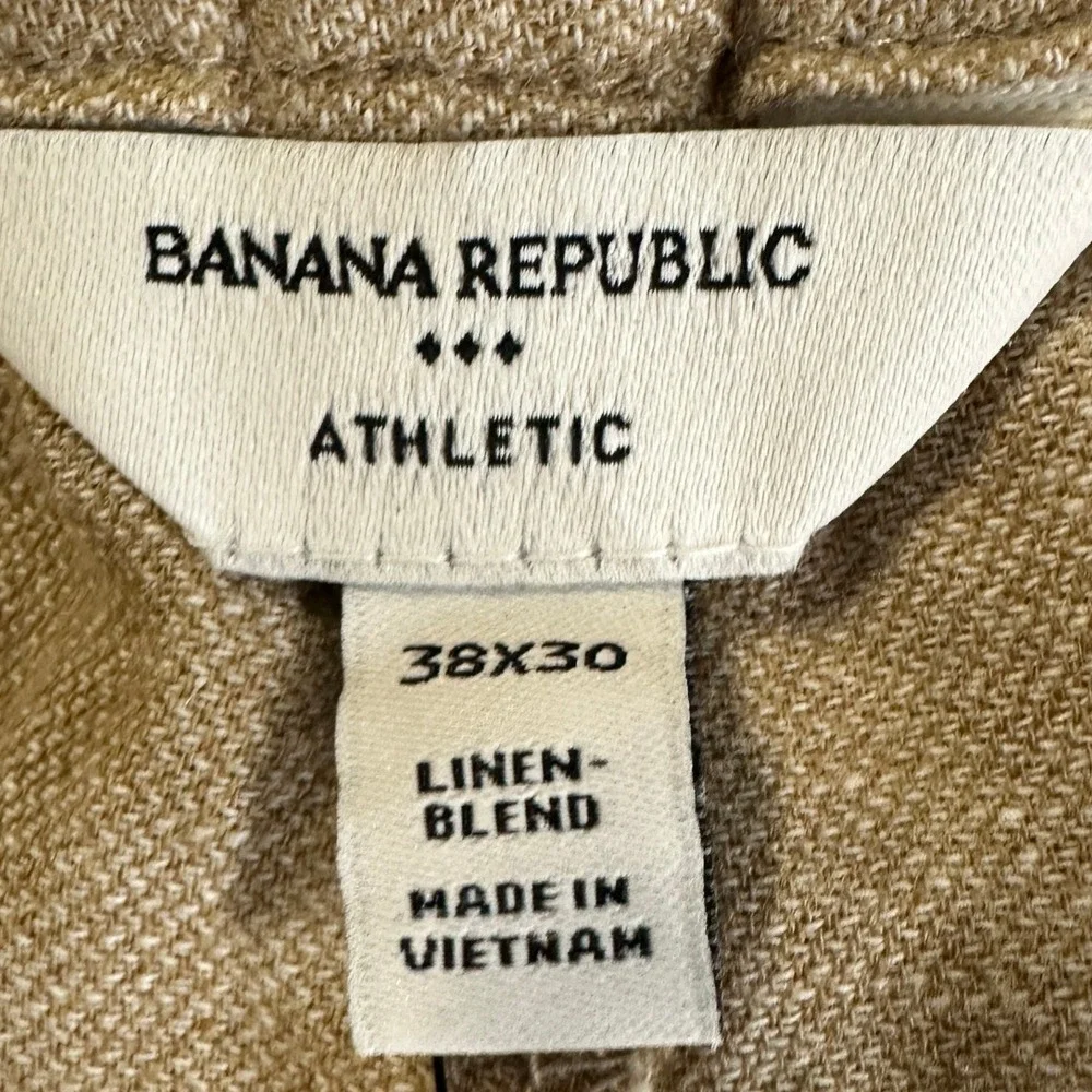 Banana‎ Republic Linen Blend Pants 38X30 Tan Drawstring Pocket Athletic Fit NEW